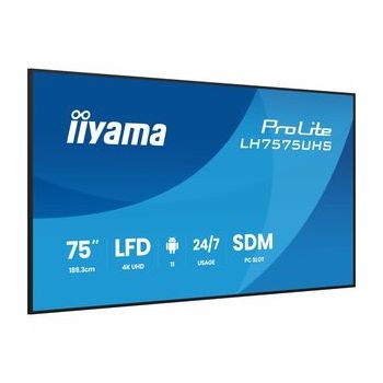 Монитор IIYAMA LH7575UHS-B2AG 75IN, ARM 4 GB, 32 GB  ARM Mali-G52, Android 11