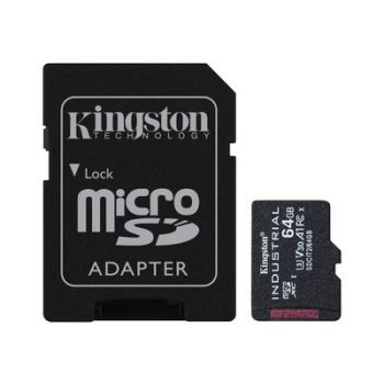 Карта памет Kingston Industrial - flash memory card - 64 GB - microSDXC UHS-I