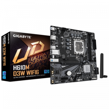 Дънна платка GIGABYTE Mainboard H610M D3W WIFI6 - Micro ATX - Socket LGA1700 - Intel H610