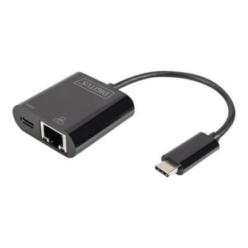 Адаптер DIGITUS DN-3027 - network adapter - USB-C - Gigabit Ethernet + USB-C