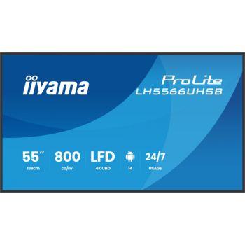Монитор IIYAMA LH5566UHSB-B1AG 55IN, MediaTek 4 GB, 32 GB  ARM Mali-G52, Android