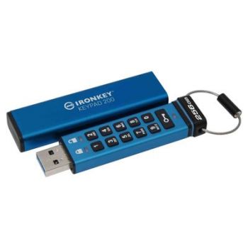 USB Флаш памет Kingston USB flash drive IronKey Keypad 200 - USB 3.2 Gen 1 - 256 GB - blue