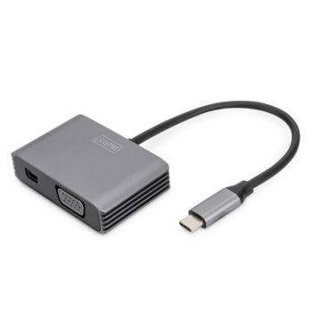 Адаптер DIGITUS Graphics Adapter DA-70825 - USB-C to VGA / Mini DisplayPort - 20 cm