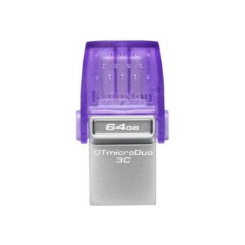 USB Флаш памет Kingston USB-Stick DataTraveler microDuo 3C - USB 3.2 Gen 1 (3.1 Gen 1) - 64 GB - purple/stainless steel