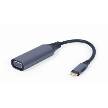 Адаптер Gembird A-USB3C-VGA-01, 0.15m, USB-C към VGA (D-Sub), сив