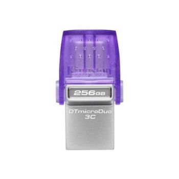 USB Флаш памет Kingston USB-Stick DataTraveler microDuo 3C - USB 3.2 Gen 1 (3.1 Gen 1) - 256 GB - purple/stainless steel