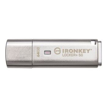 USB Флаш памет Kingston USB-Stick IronKey Locker+ - USB 3.2 Gen 1 (3.1 Gen 1) - 64 GB - Silver