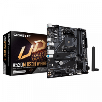 Дънна платка GIGABYTE Mainboard A520M DS3H WIFI6E - Micro ATX - Socket AM4 - AMD A520