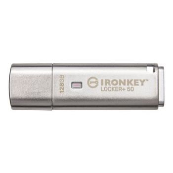 USB Флаш памет Kingston USB-Stick IronKey Locker+ - USB 3.2 Gen 1 (3.1 Gen 1) - 128 GB - Silver